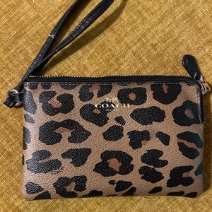 Coach cheetah print wristlet